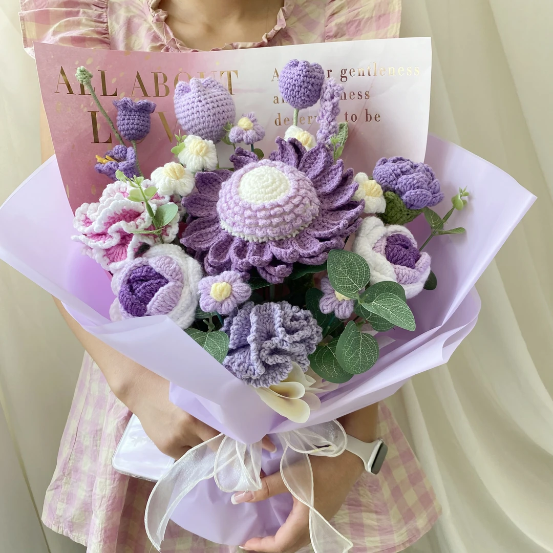 （成品）轻奢手工成品花束非遗毛线永生花创意礼物私人定制高端心意