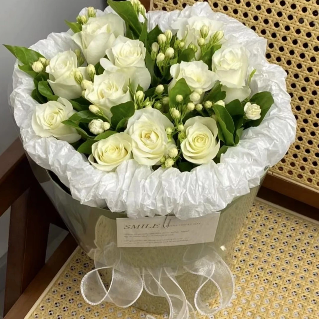 【花有茉莉】11朵白玫瑰茉莉花鲜花送女友同学表白花束祝福留念同城花店送花上门