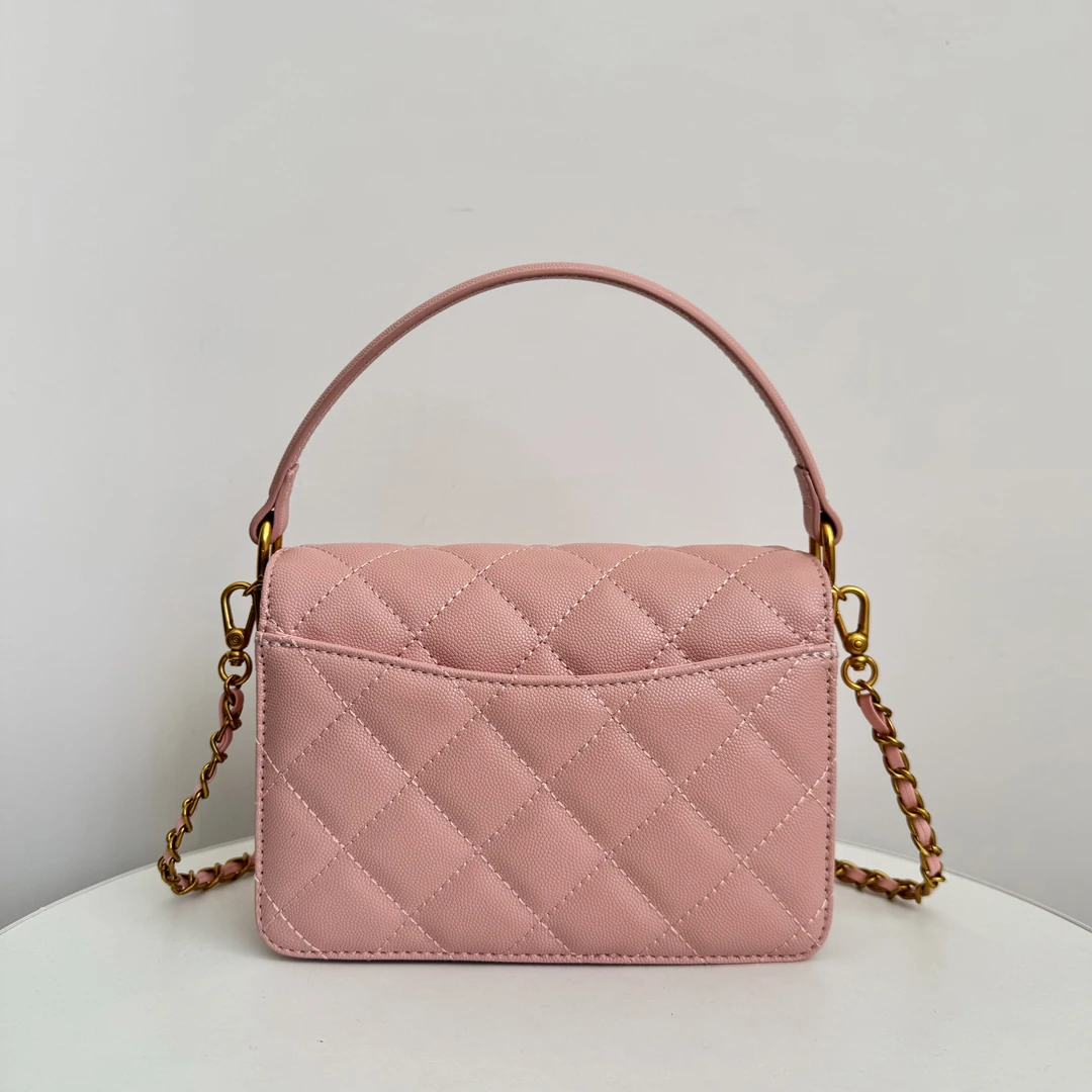 法式轻奢粉色百搭手提斜挎包