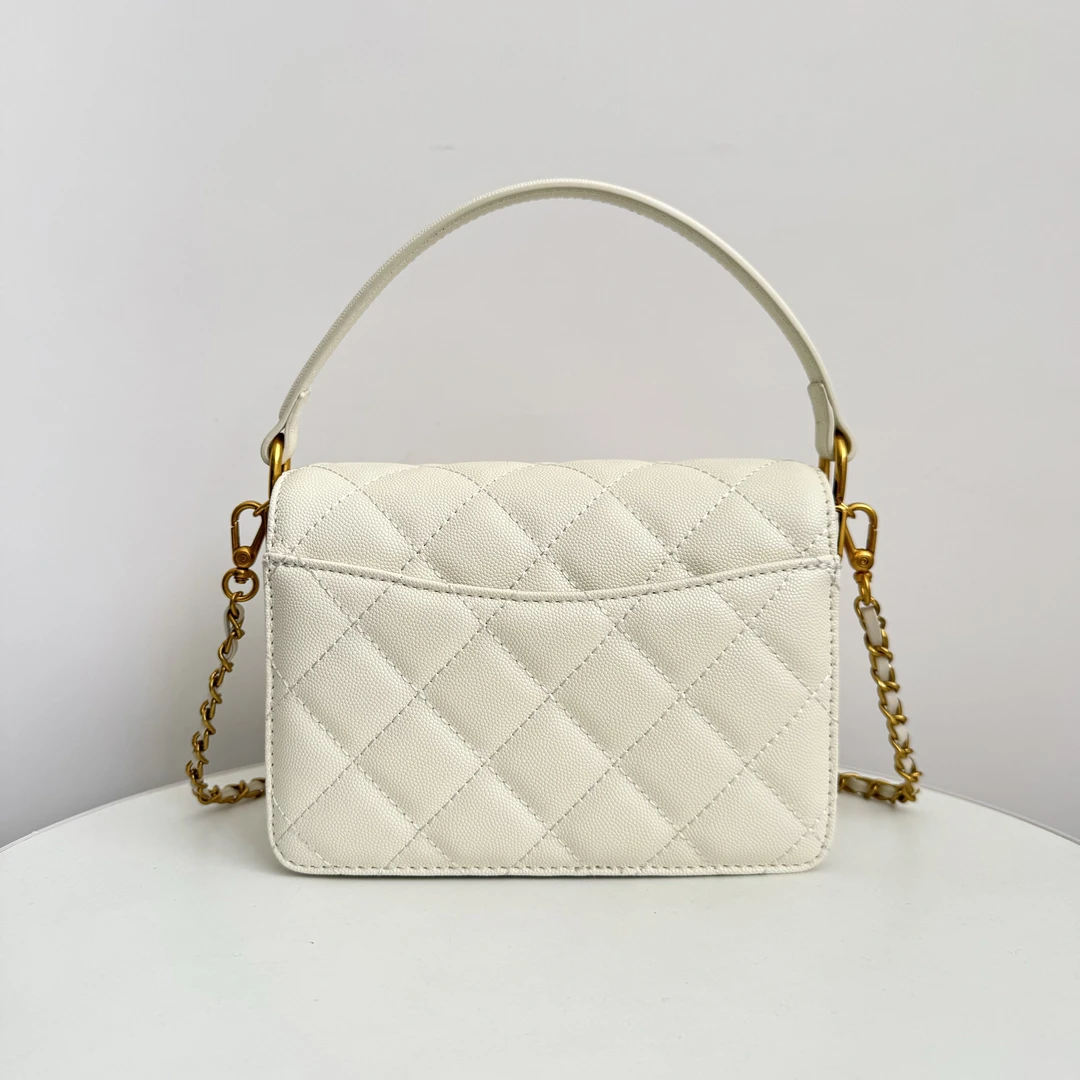 法式轻奢米白色百搭手提斜挎包