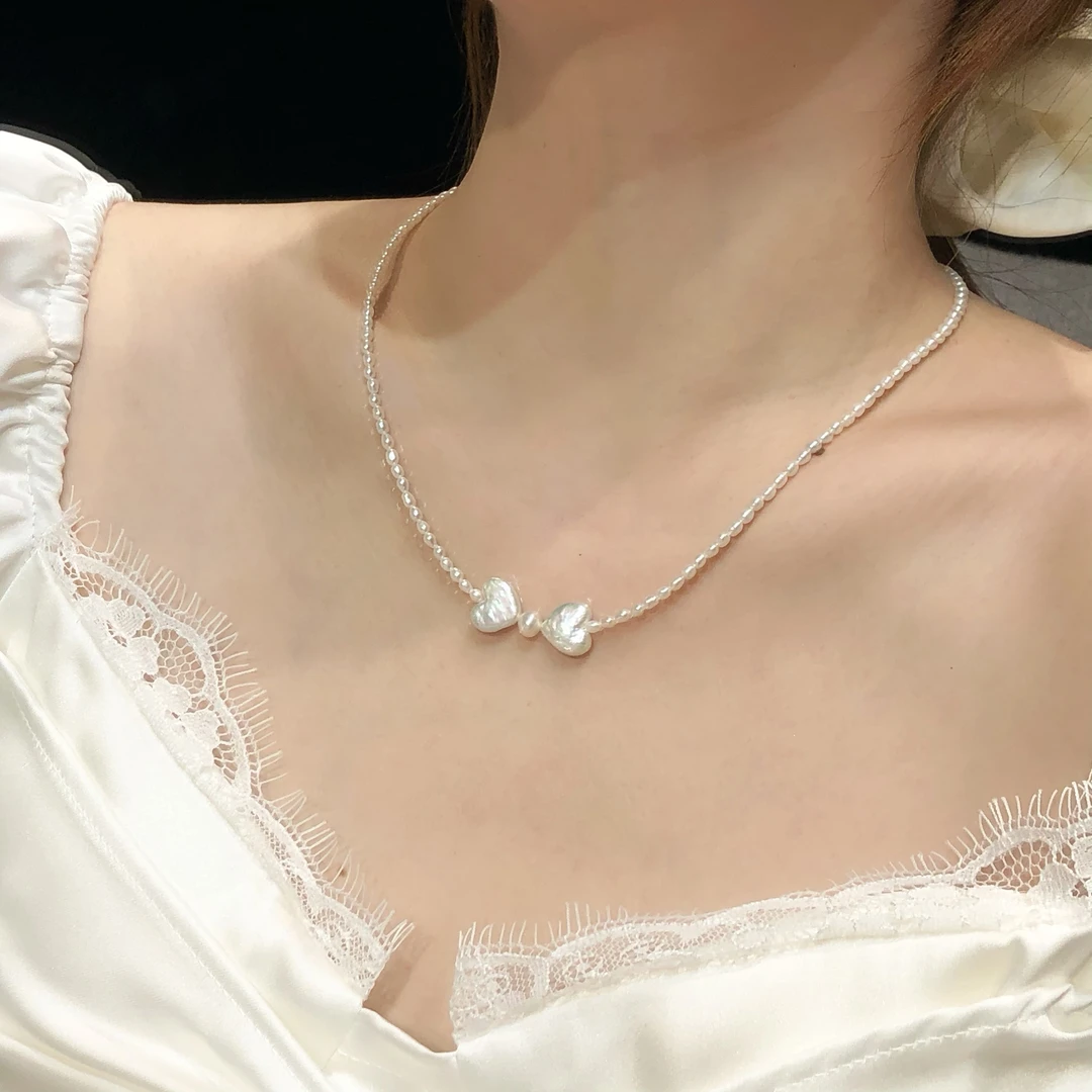 淡水珍珠【心心相印】45cm喵公子设计 气质轻奢百搭复古法式小众