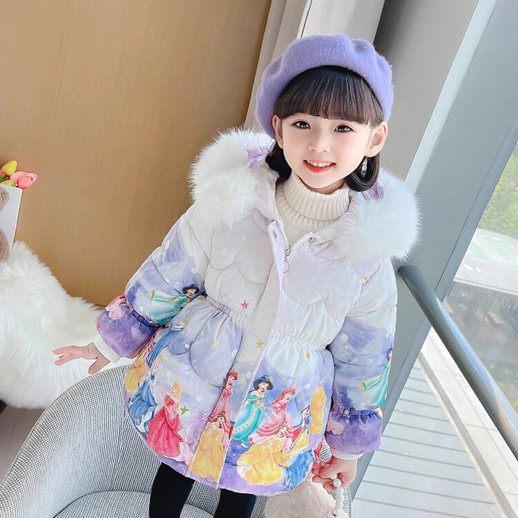女童公主棉衣加厚韩版中长款保暖棉袄小女孩冬季棉服女童加绒棉服