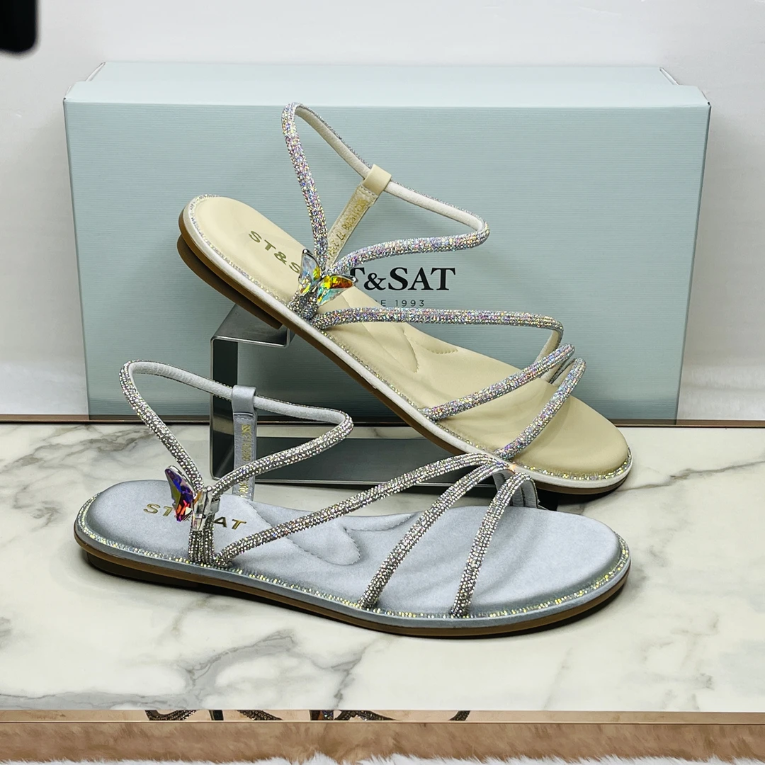 星期六罗马凉鞋2024夏季新款时尚平底优雅舒适拖鞋女SSC2115268