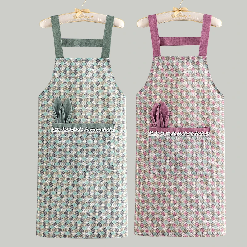 新款帆布背带围裙透气围腰防污耐磨家用厨房做饭防污上班工作服女