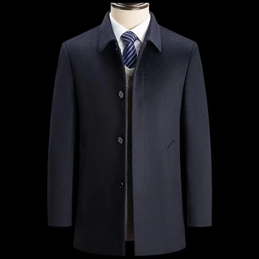 纳驰高端定制男士常规款扣板短款羊男士羊绒大衣