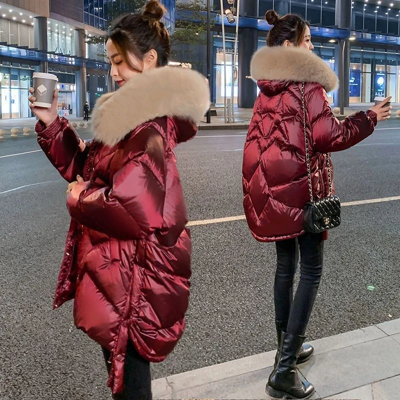 23新款羽绒服高档新款免洗棉服棉衣女加厚保暖时尚亮面显瘦