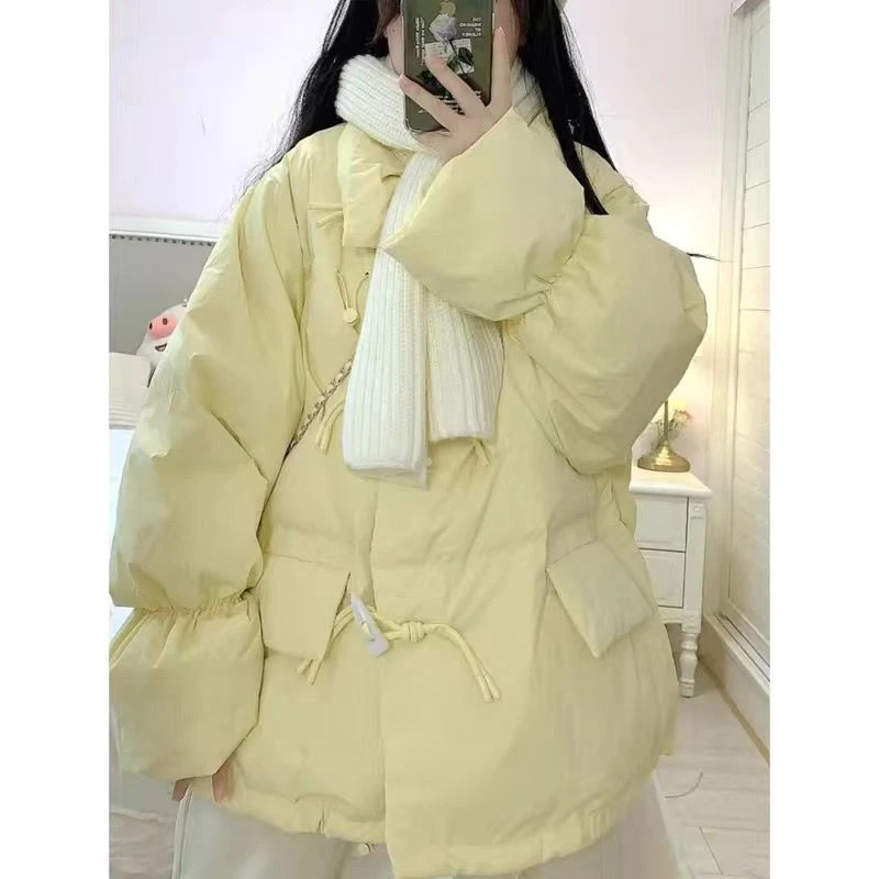 23新款羽绒服胖MM2-300斤立领牛角扣棉服外套女加肥大码加