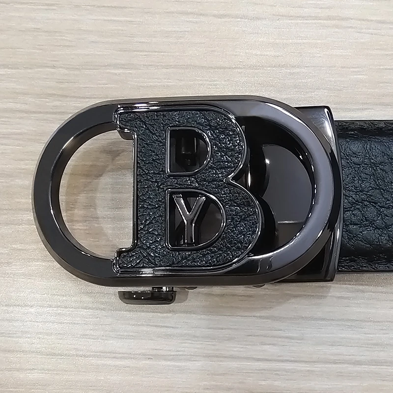 99-1 双头头层牛皮皮带合金自动扣商务百搭高档腰带男款