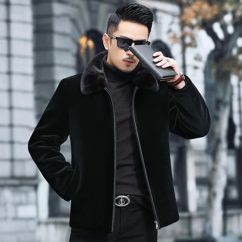 2303 断码 羊毛时尚外套水貂毛领白鹅绒内胆短款秋冬羊毛大衣