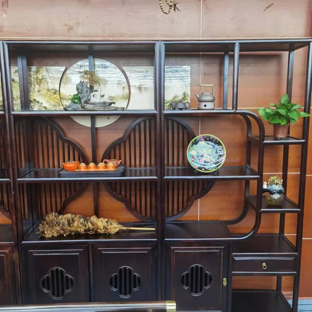 梅花组合两门三门博古架 双组合 多宝阁书架组合茶台配套书柜酒柜