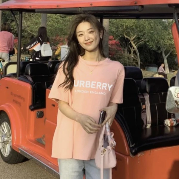 全新未使用 BURBERRY/博柏利 字母印花装饰大轮廓圆领短袖T恤