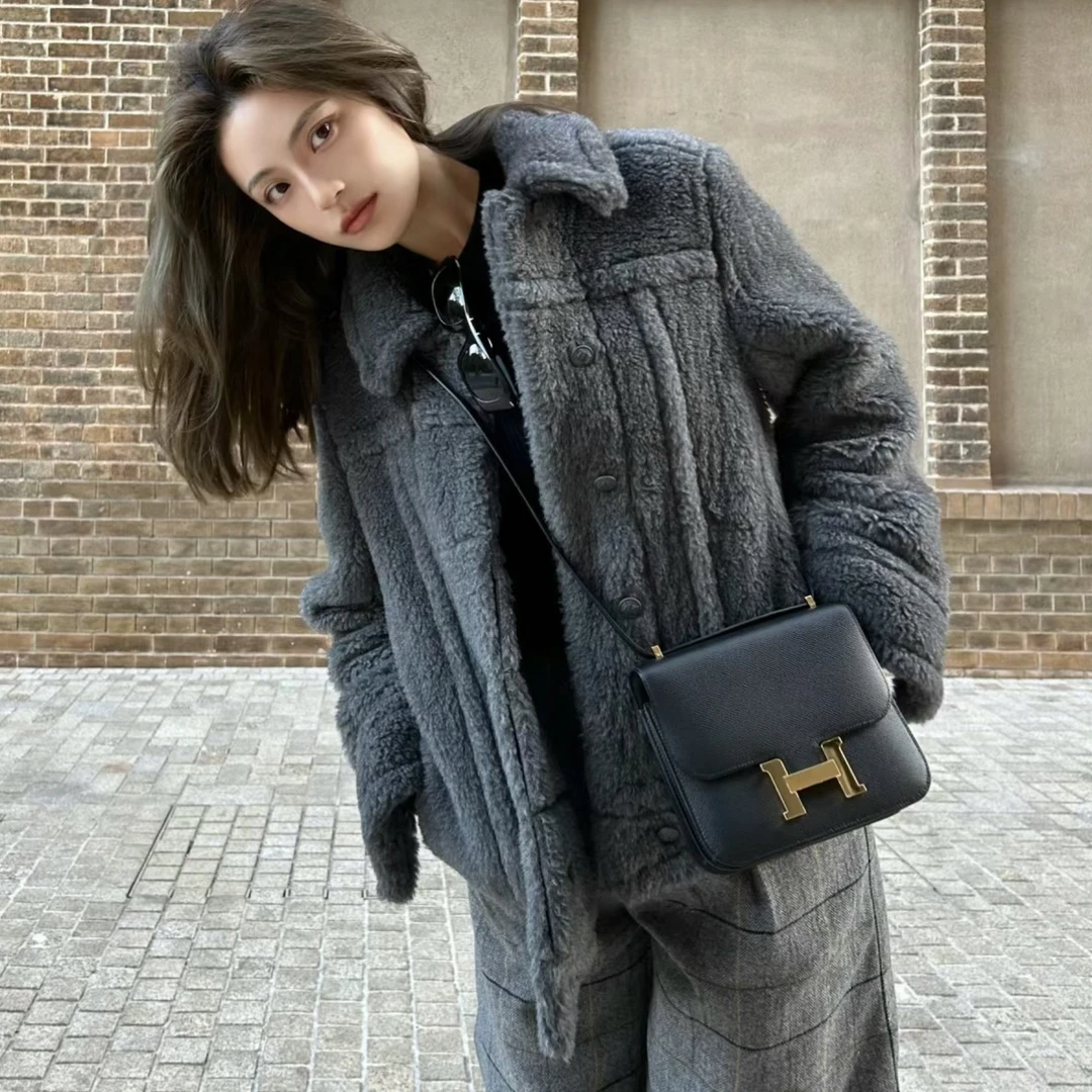 全新未使用  MaxMara 23短泰迪翻领长袖夹克外套 女款