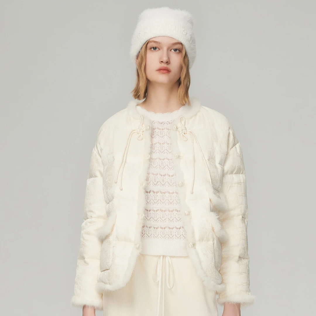 COCOON/可可尼白色新中式盘扣羽绒服23412AC152367012