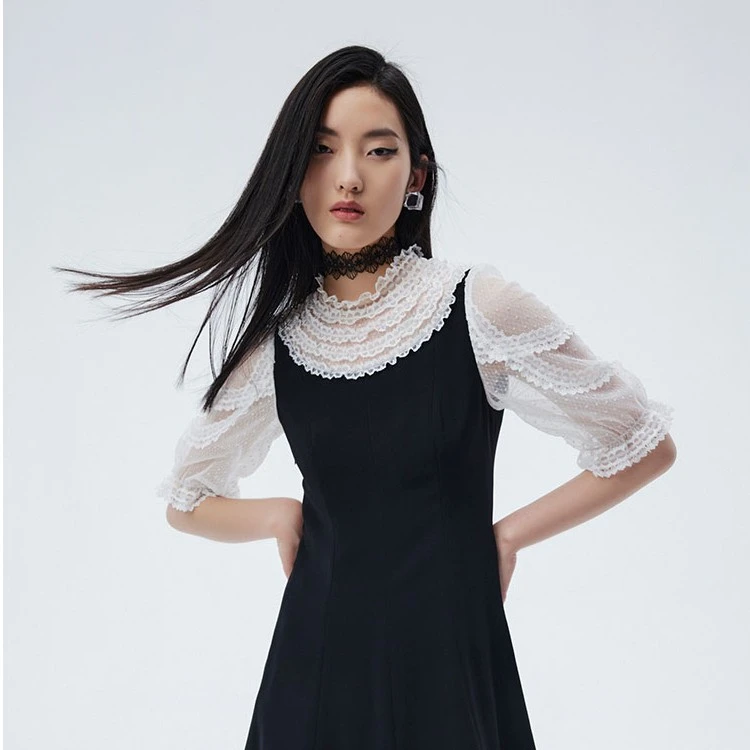COCOON/可可尼夏季蕾丝气质拼接连衣裙21307AF022013020