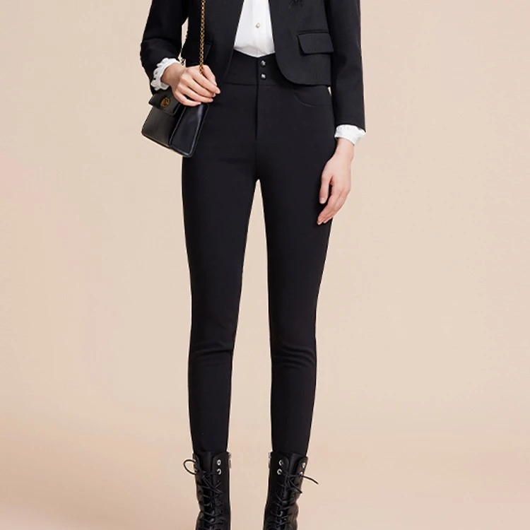 COCOON/可可尼小脚修身休闲黑色显瘦气质女裤23307AF083018020