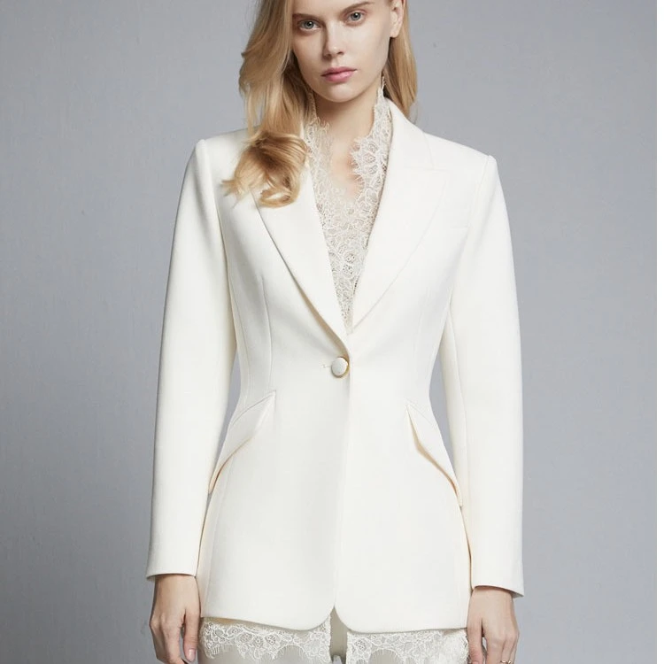 COCOON西服可可尼西装气质白色时尚休闲春秋长袖20412AF073152030