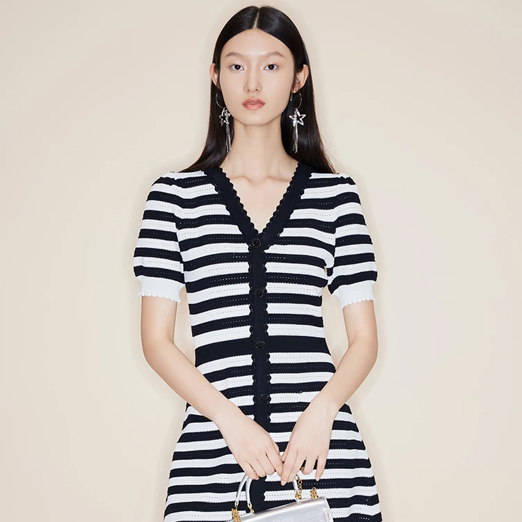 COCOON/可可尼条纹收腰显瘦连衣裙23203BF026028131