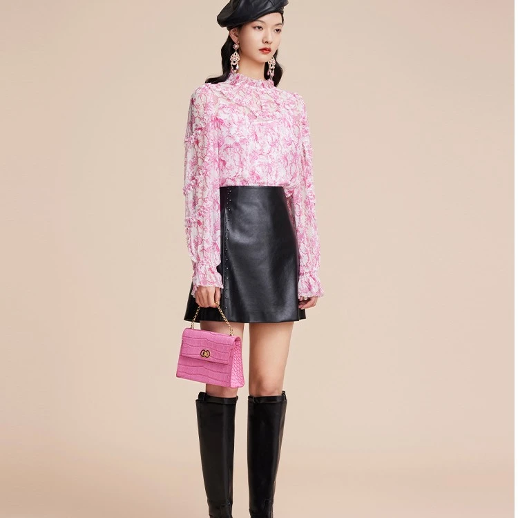 COCOON/可可尼半身裙时尚女士修身拼接高腰显瘦23307AF095026020