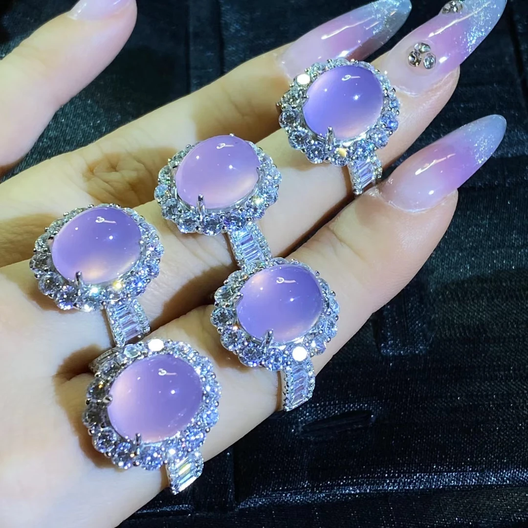 绘龄珠宝多样性发一：天然珠宝时尚气质紫玉髓S925银精美百搭戒指