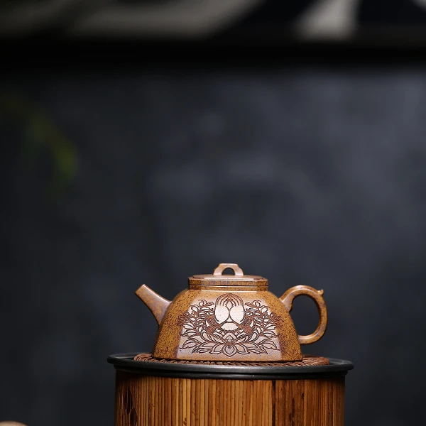 宜兴紫砂壶纯手工电窑烧制出水暴爽手工刻绘还原烧纳福八方200cc