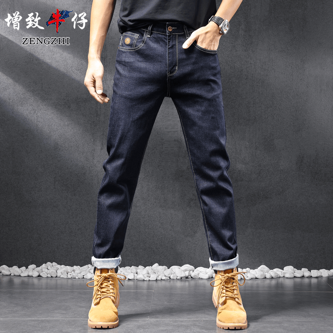 ZENGZHI/增致牛仔627蓝色牛仔裤男士宽松直筒休闲百搭秋冬潮流