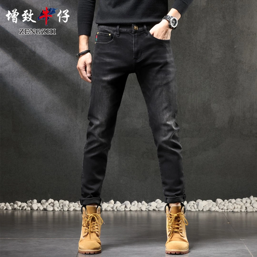 ZENGZHI/增致牛仔9505黑色牛仔裤男士潮流休闲百搭中腰直筒微弹
