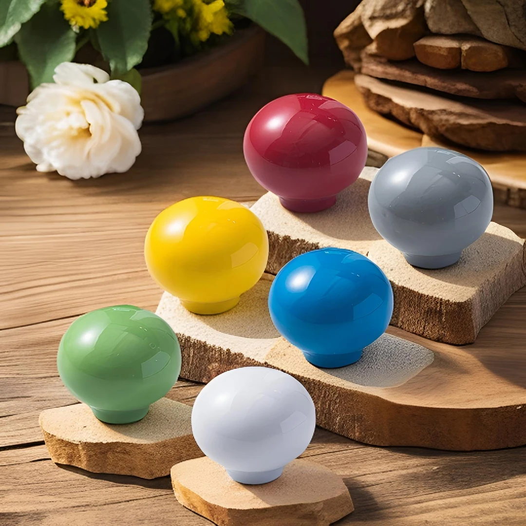 新款晶莹彩色橱柜衣柜门把手家具抽屉白色黑色蓝色粉色儿童房拉手