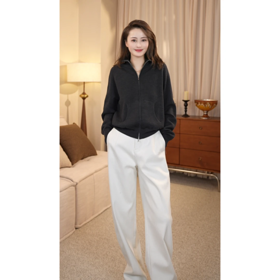 【时尚先锋】设计感直筒阔腿百搭白色牛仔裤F018-KC069