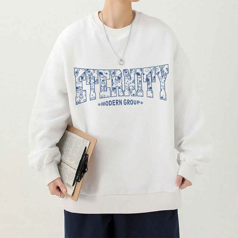 迈特优《开春新款》圆领卫衣男春季宽松百搭休闲上衣2035