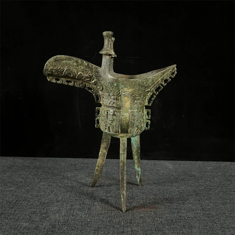 仿古工艺品青铜器妇好爵酒器酒樽影视道具办公酒柜桌面装饰摆件