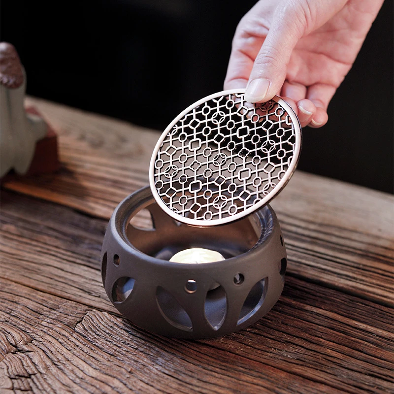 复古陶瓷温茶器茶壶蜡烛煮茶炉花茶暖茶户外小温茶器加热底座配件