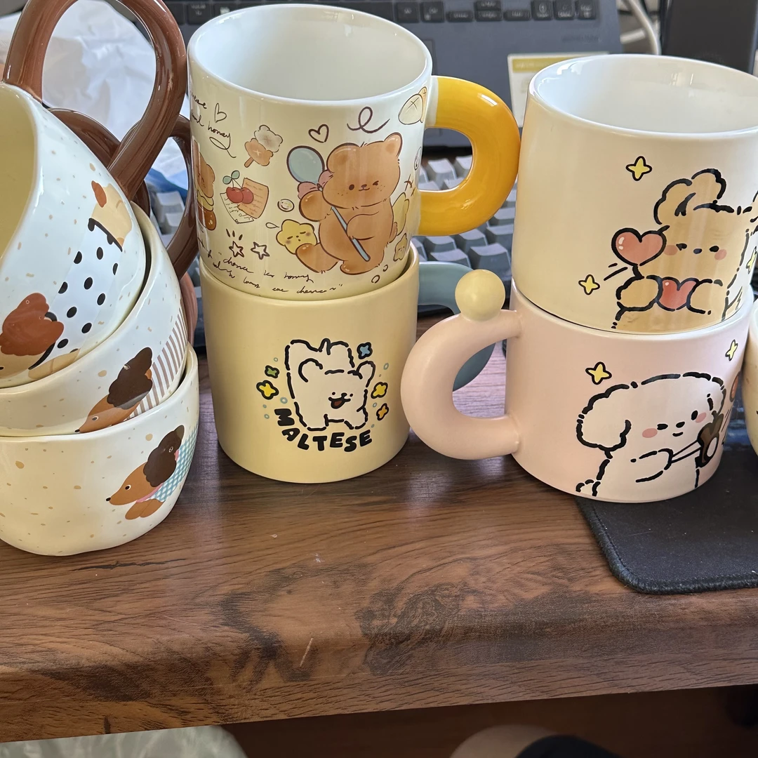 【直播微瑕】陶瓷马克杯学生喝水家用咖啡杯早餐杯居家办公创意水杯