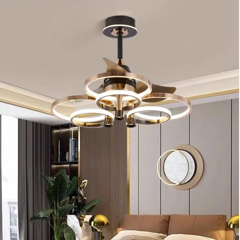 风扇灯简约现代卧室吊扇灯北欧创意电扇客厅 卡帝亚品牌省电耐用