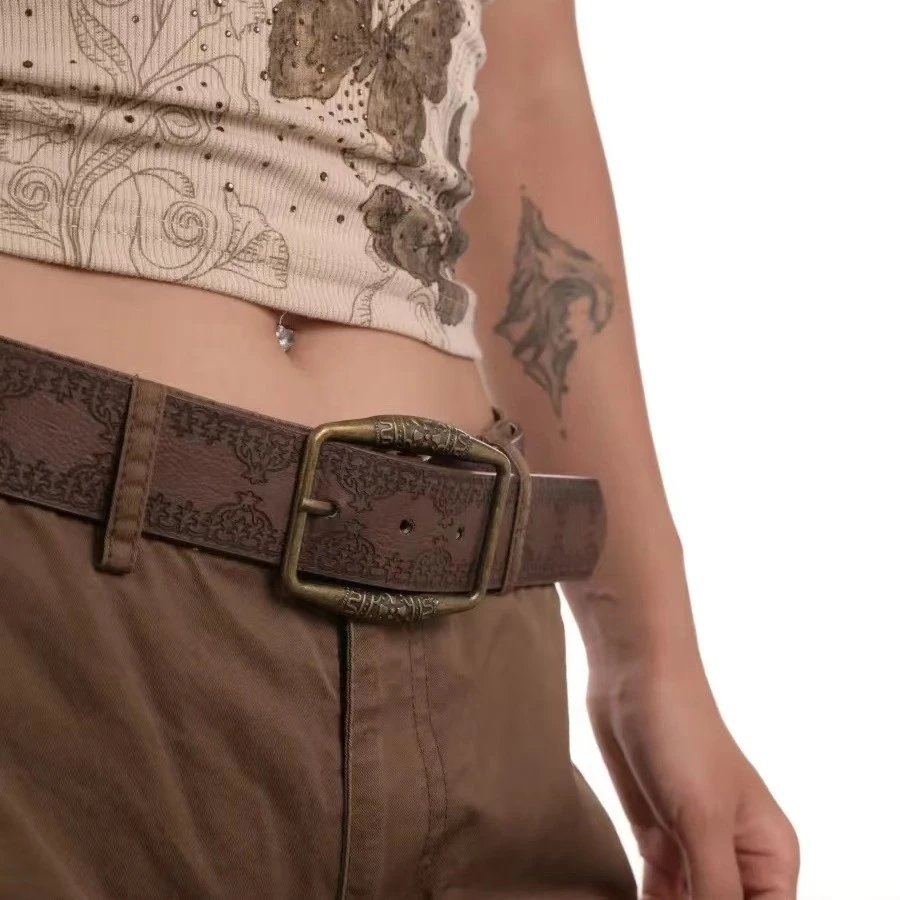 新款复古腰带小众宽皮带女美式复古百搭美拉德y2k学生装饰裤带潮