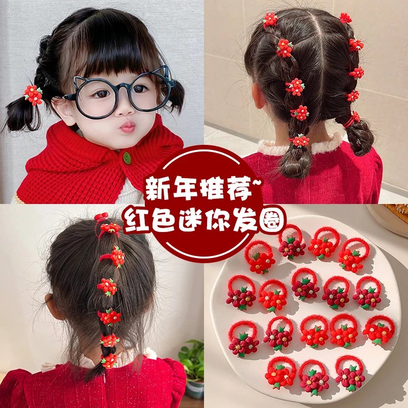 婴幼儿新年花朵发圈宝宝过年扎头发绳儿童橡皮筋女童扎小啾啾头绳