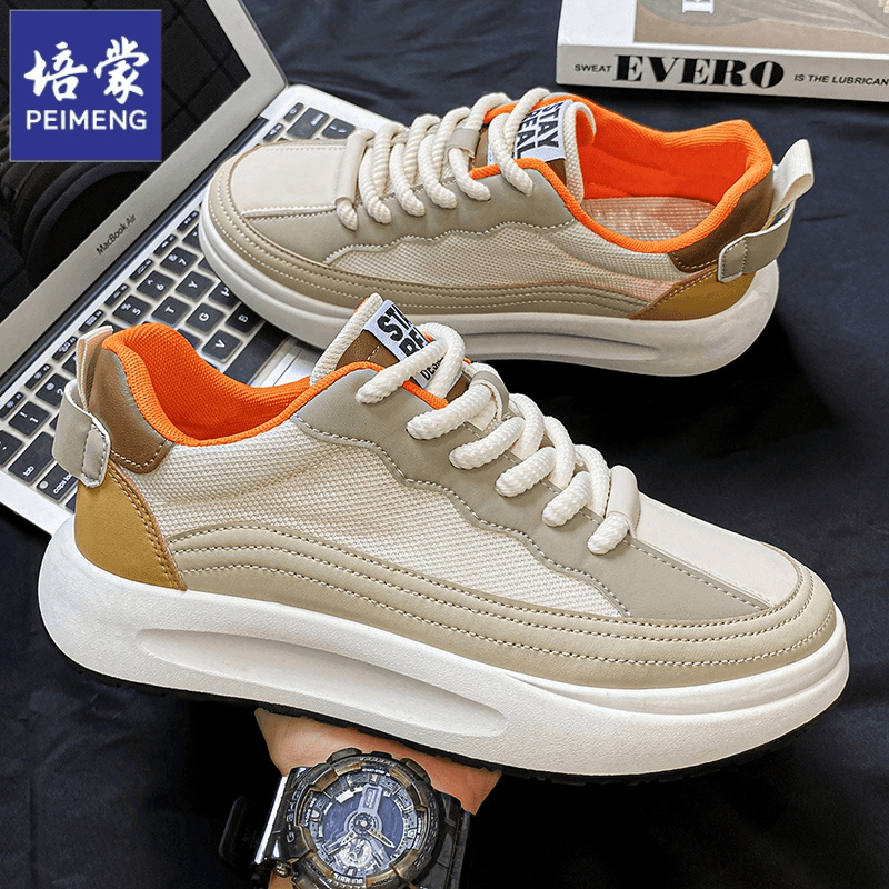 培蒙2024爆款秋季板鞋新款百搭韩版潮鞋网面透气鞋厚底休闲鞋网鞋