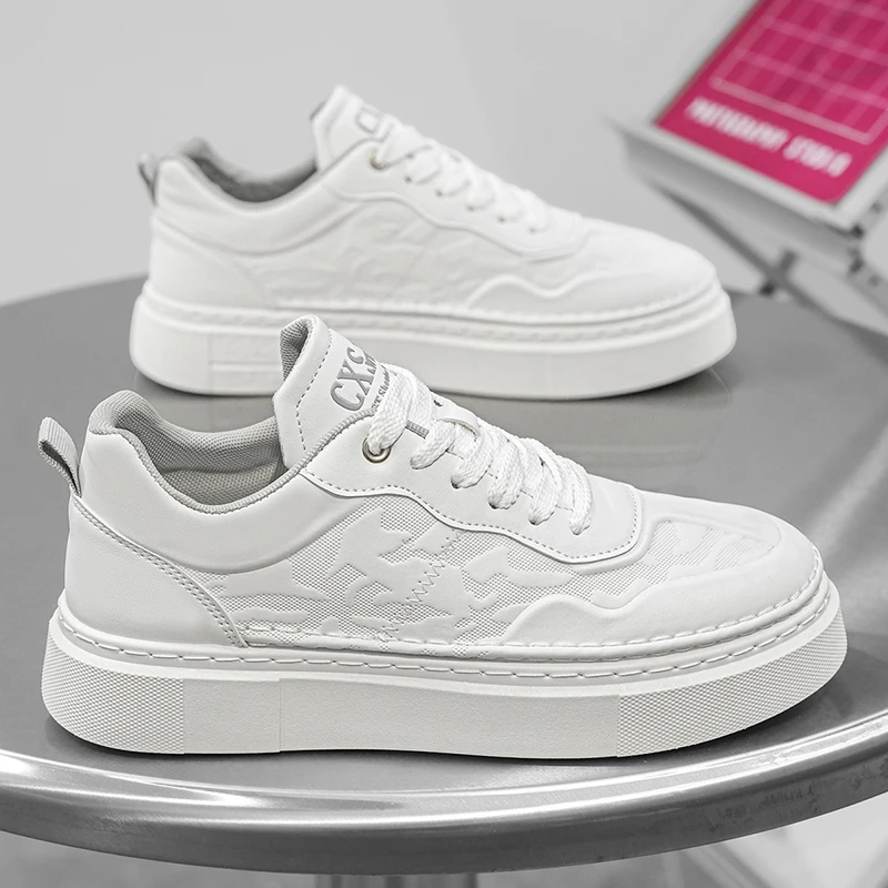 狄恩纪新款春季透气时尚休闲百搭男鞋高档板鞋男士防臭低帮小白鞋