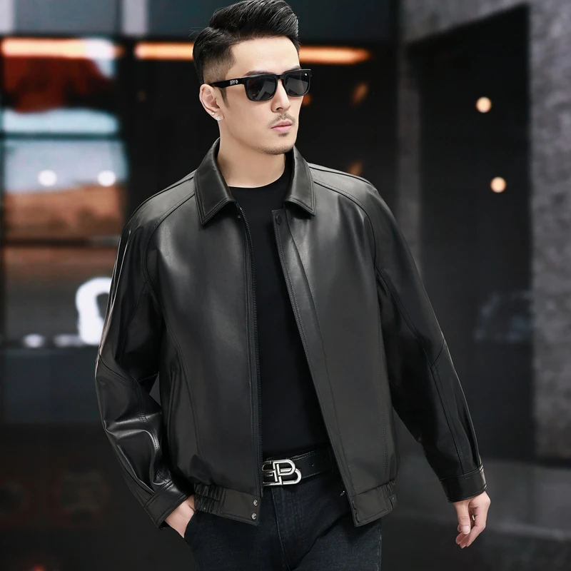 M3012海宁真皮皮衣男头层小牛皮皮夹克