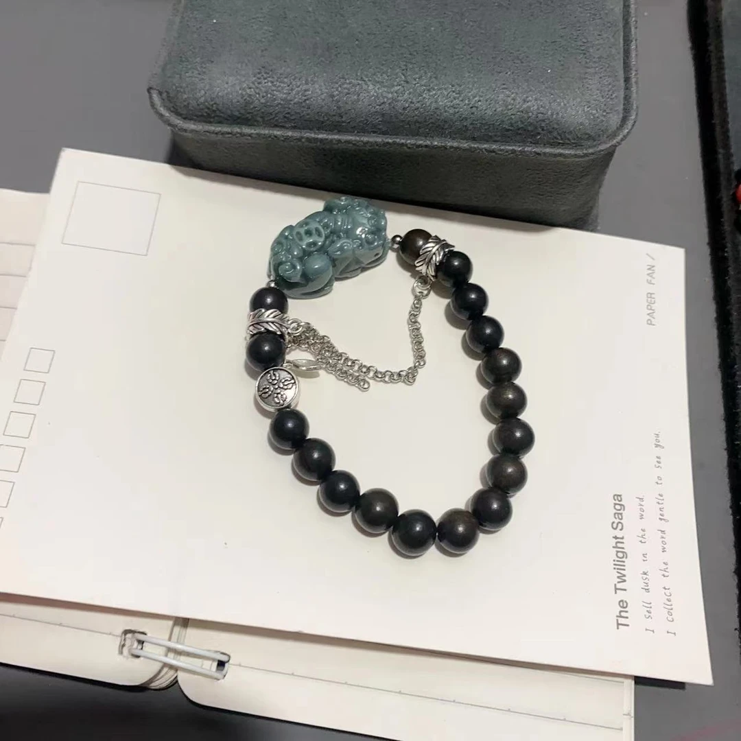 FC-1049-A货蓝水翡翠//霸王貔貅//卡8文玩缅木手串盘玩包浆DR