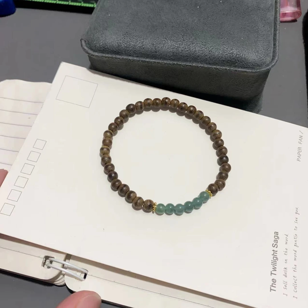 FC-1046天然A货翡翠卡4.5珠珠手串diy女款DR