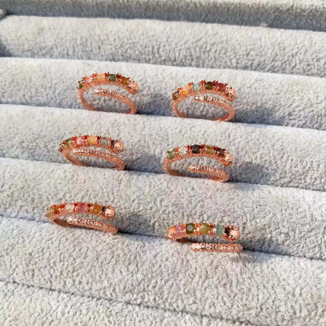 SJ-6009火彩碧玺环绕小蛇时尚戒指【多样性发其一】