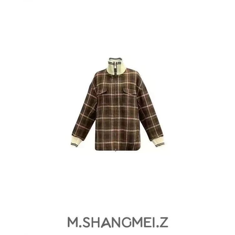 M.SHANGMEI.Z/沐熙美大哥秋冬立体格拼色莱赛尔鹅绒羽绒服x121043