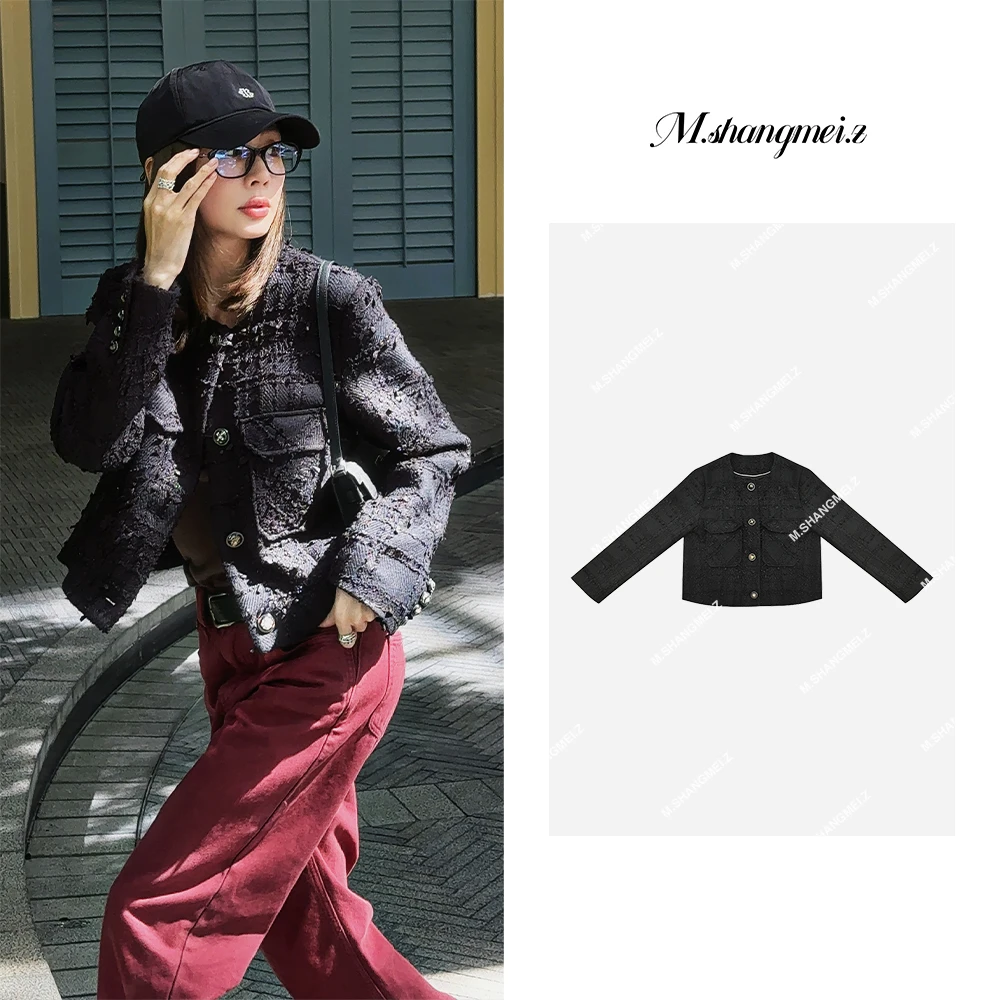 M.SHANGMEI.Z/沐熙美大哥新款时尚轻奢小香风粗花呢女外套x010032