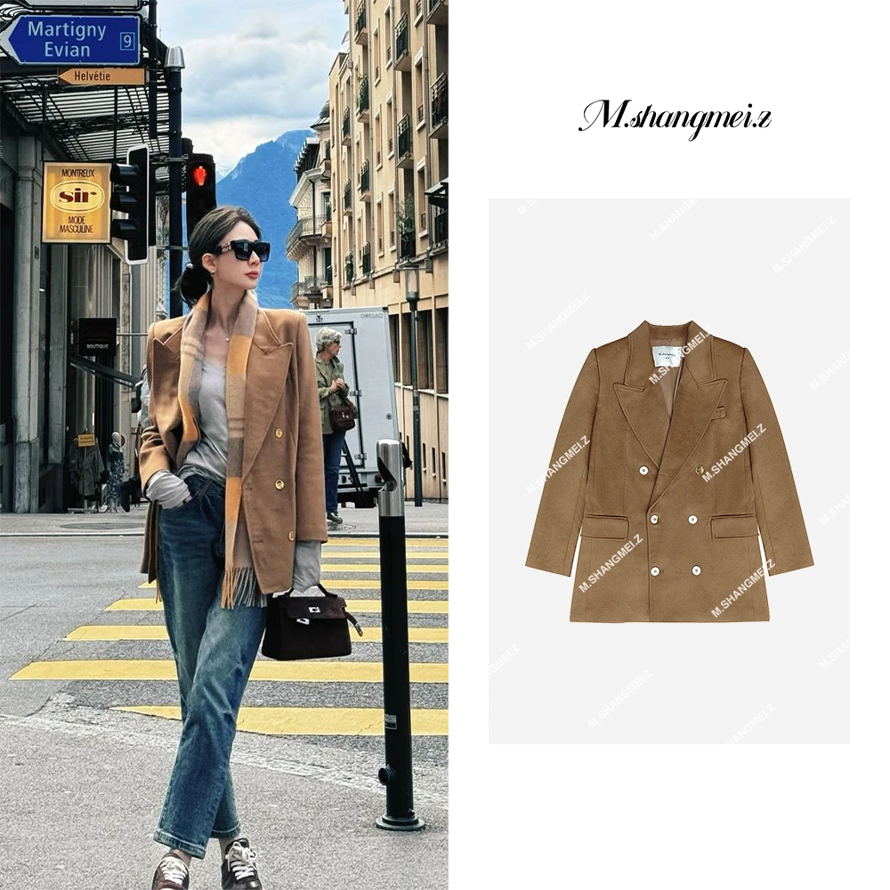 M.SHANGMEI.Z/沐熙美大哥推荐经典女士复古双排扣时尚西服x030201