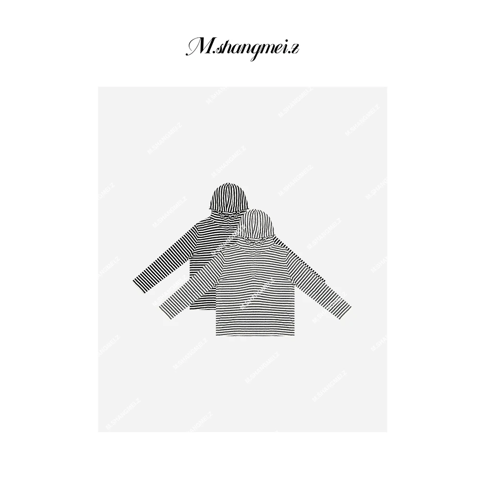 M.SHANGMEI.Z/沐熙美大哥【斑马】连帽黑白条纹上衣X090924