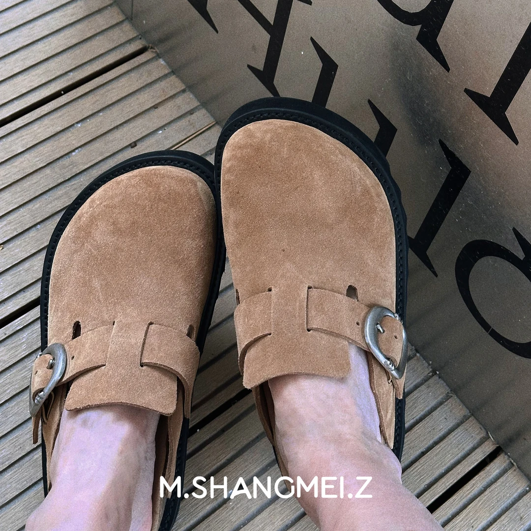 M.SHANGMEI.Z/沐熙美大哥推荐{时尚搭配}简约轻奢包头拖鞋F137