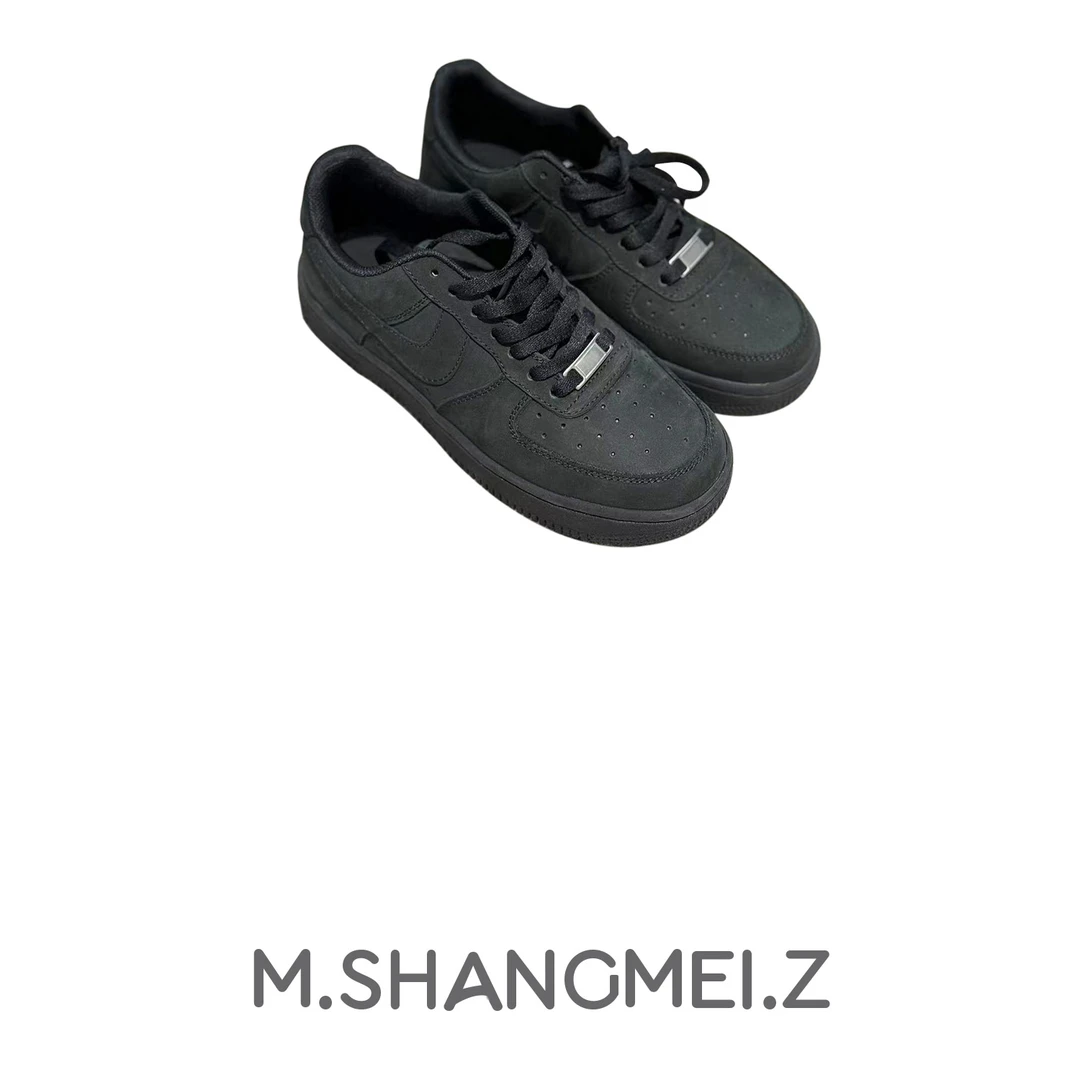 M.SHANGMEI.Z/沐熙美大哥时尚低帮经典舒适潮流系带黑色板鞋F211