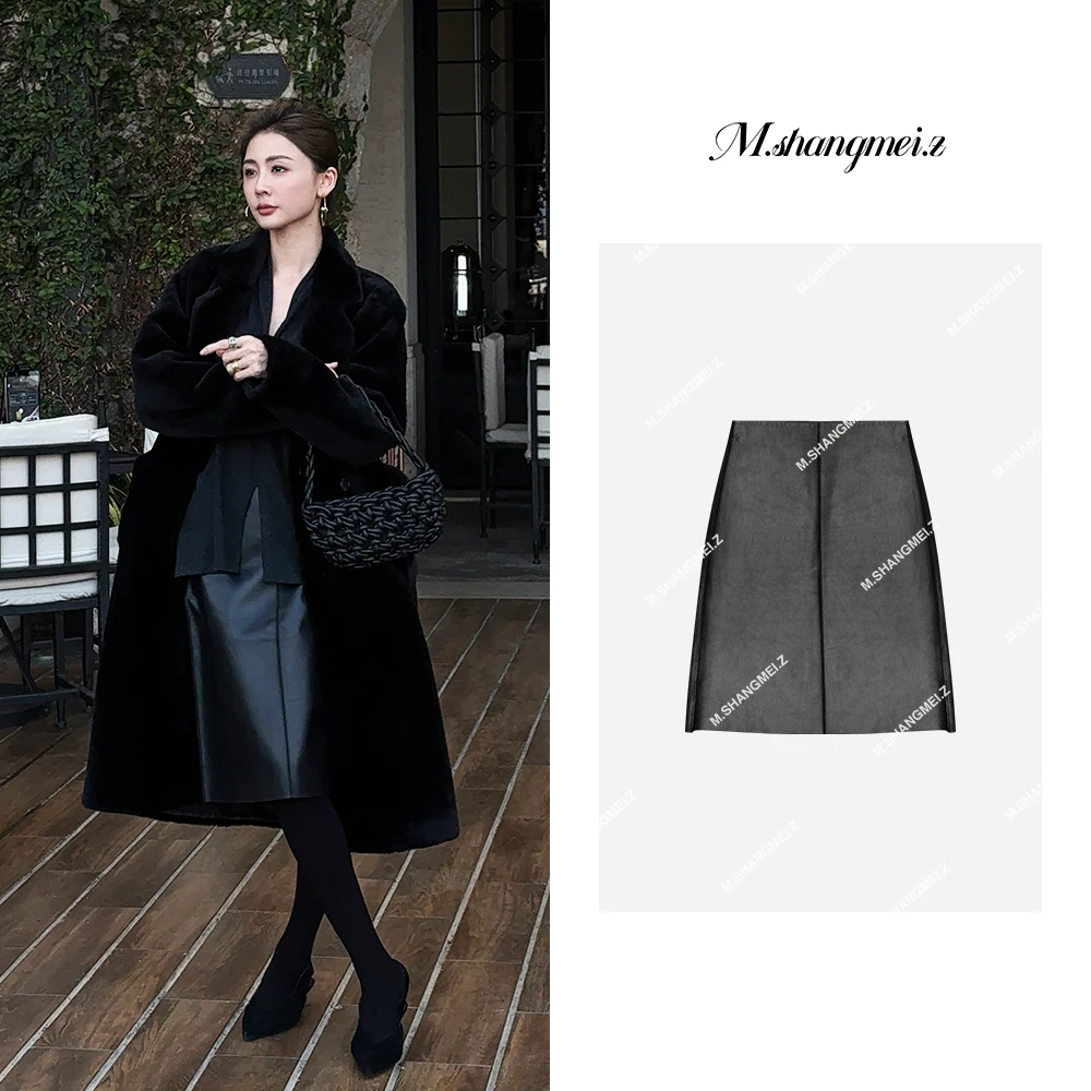 M.SHANGMEI.Z/沐熙【进口高工艺皮半裙】美大哥设计感皮半裙X111066