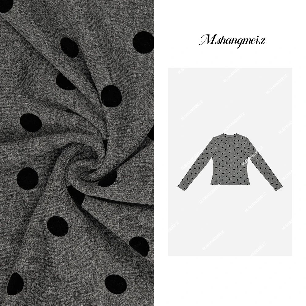 M.SHANGMEI.Z/沐熙美大哥长袖时尚百搭黑色波点打底上衣X090960