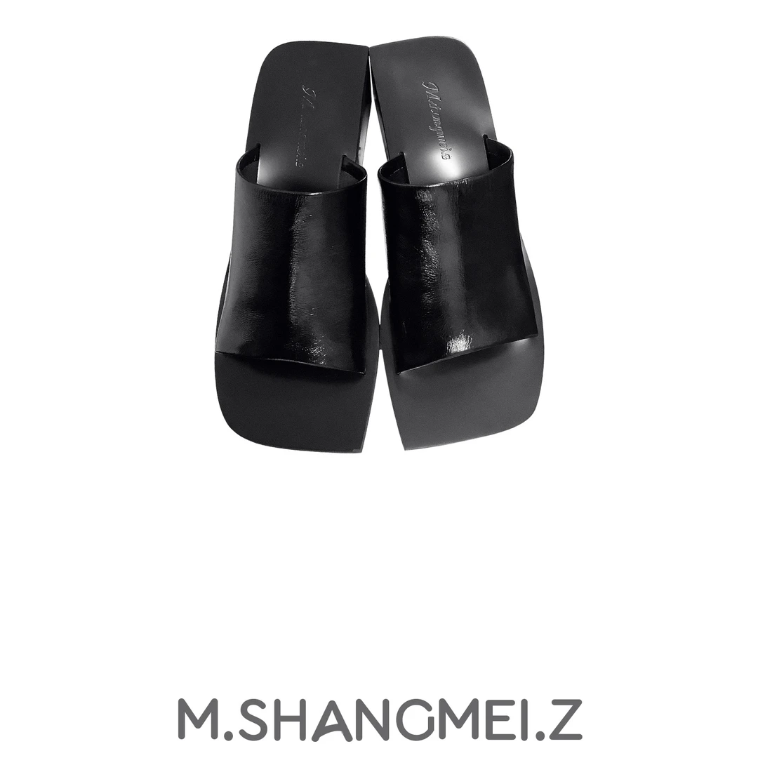 M.SHANGMEI.Z/沐熙美大哥推荐{休闲穿搭}潮流时尚高跟拖鞋F066